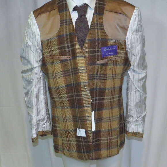 Ralph Lauren Purple Label Handmade Kent Bellows Brown Plaid 44R NWT $4995 - Picture 10 of 15